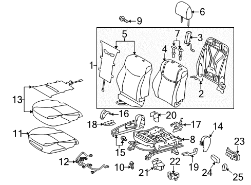 Diagram for 2010 Toyota Prius Front Seat Components 