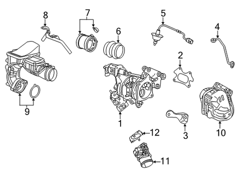 2022 Acura TLX Turbocharger & Components Pipe, Torque Converter Outlet Diagram for 17281-5YF-A00