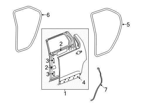 2015 GMC Terrain Rear Door Rear Weatherstrip Diagram for 20998402