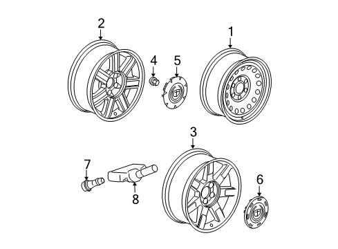 2011 Cadillac Escalade EXT Wheels Hub Cap Diagram for 9598297