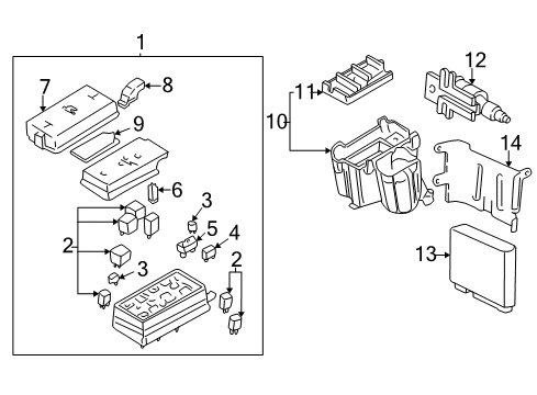 2000 Cadillac DeVille Electrical Components Retainer-Multiuse Relay & Fuse Bracket Diagram for 15328973