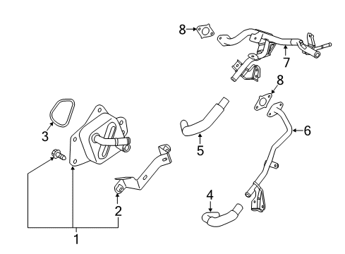 2015 Lexus NX200t Engine Oil Cooler Gasket Diagram for 16258-36040