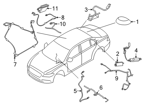 2020 Lincoln Continental Navigation System Antenna Cable Diagram for GD9Z-18812-EA