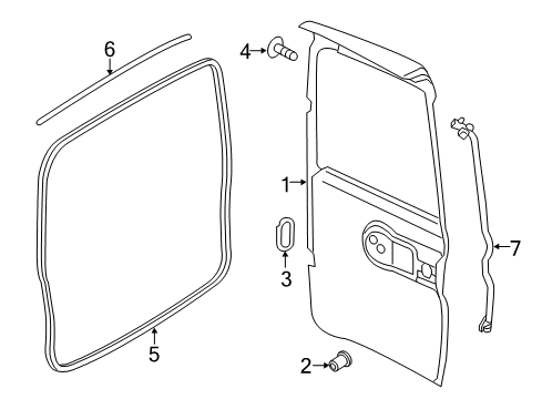 2017 Ram ProMaster City Back Door - Door & Components Plug-Door Diagram for 68266063AA