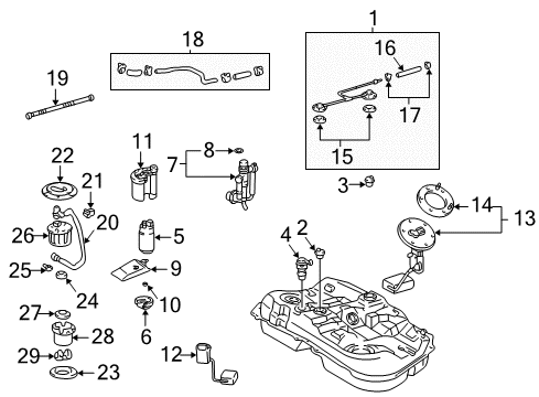 2003 Lexus RX300 Fuel Injection Plate, Fuel Tank Vent Tube Set Diagram for 77168-33040
