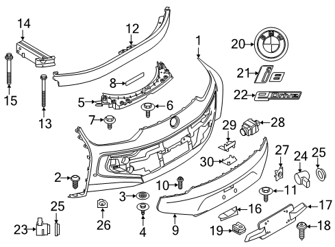 2019 BMW i8 Parking Aid Guide Diagram for 07147355159