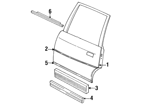 1990 Buick Century Exterior Trim - Rear Door Molding Asm-Front Side Door Center *Beechwd Light/M Diagram for 10076911