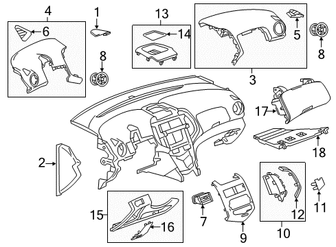 2014 Chevrolet Sonic Cluster & Switches, Instrument Panel Defroster Grille Diagram for 95939164