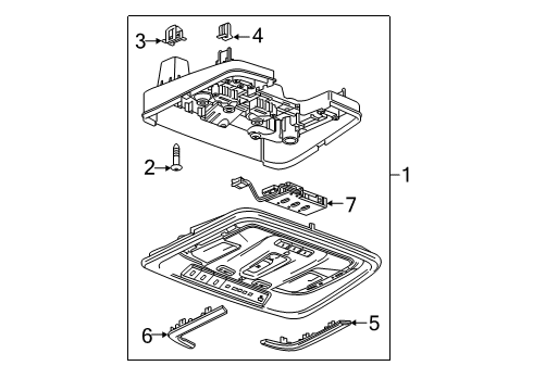 2019 Chevrolet Silverado 1500 Overhead Console Console Assembly Retainer Nut Diagram for 11569968