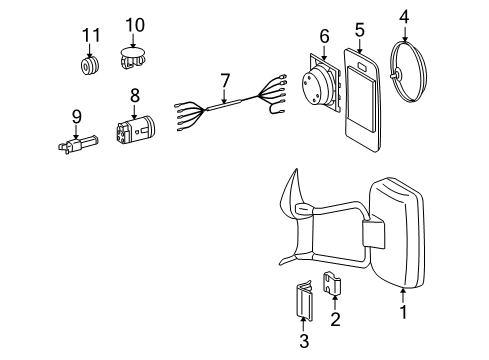 2004 Dodge Sprinter 2500 Outside Mirrors Outside Rear View Mirror Diagram for 5124237AA