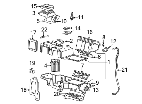 1999 Ford Ranger HVAC Case Housing Assembly Seal Diagram for F5TZ-18529-A