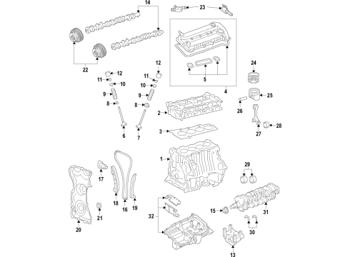 2019 Lincoln Nautilus Engine Parts, Mounts, Cylinder Head & Valves, Camshaft & Timing, Variable Valve Timing, Oil Pan, Oil Pump, Balance Shafts, Crankshaft & Bearings, Pistons, Rings & Bearings Mount Diagram for K2GZ-6038-C