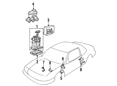 1995 Oldsmobile Cutlass Supreme Anti-Lock Brakes Electronic Brake Control Module Assembly Diagram for 16212401