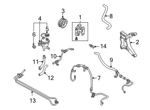 2003 Ford Escape P/S Pump & Hoses, Steering Gear & Linkage Power Steering Pump Diagram for YL8Z-3A674-MARM