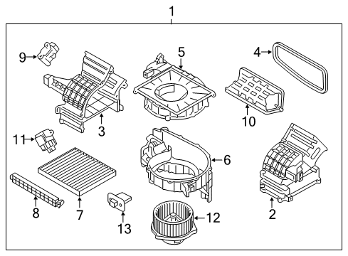 2012 Hyundai Tucson Blower Motor & Fan Motor & Fan Assembly-A/C Blower Diagram for 97113-2S000