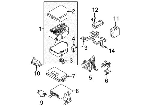 2005 Hyundai Tucson Anti-Theft Components Instrument Panel Junction Box Assembly Diagram for 91110-2E001