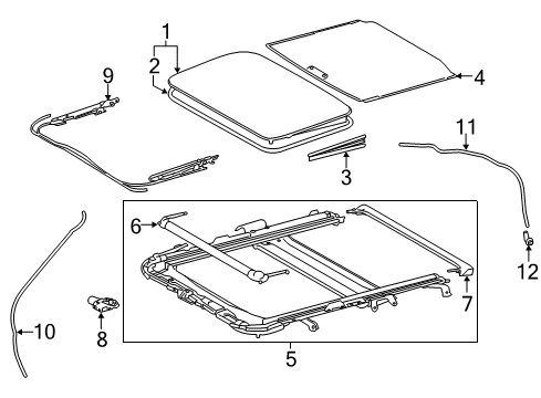 2015 Lexus IS250 Sunroof Channel, Roof Drip Diagram for 63214-53020