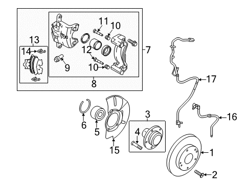 2013 Kia Sportage Front Brakes Spring-Pad Diagram for 581440Z000