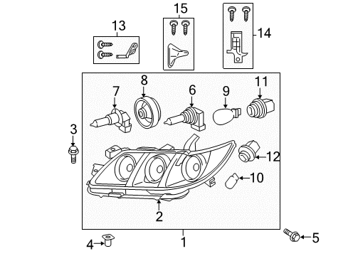 2008 Toyota Camry Bulbs Headlamp Assembly Diagram for 81150-06B90