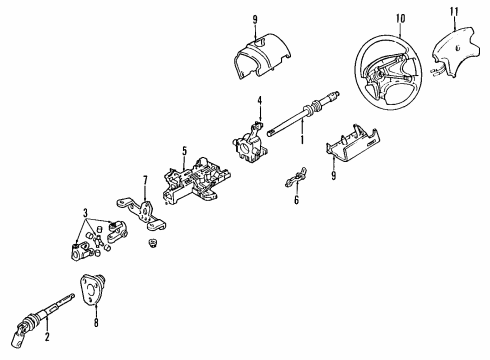 1993 Nissan Quest Steering Column & Wheel, Steering Gear & Linkage Column Assy-Steering Diagram for 48805-1B000