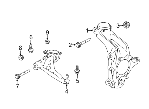 2019 Infiniti QX50 Front Suspension Components, Lower Control Arm, Stabilizer Bar Bolt Diagram for 54368-5NA0A