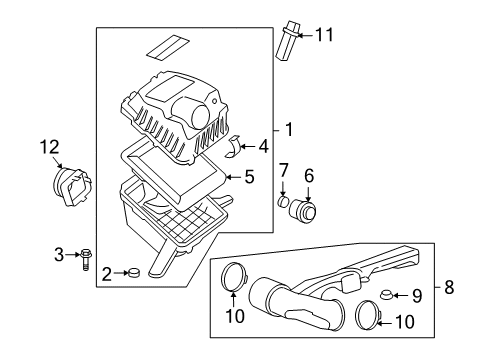 2010 Hummer H3T Air Intake Outlet Assembly Diagram for 25897650