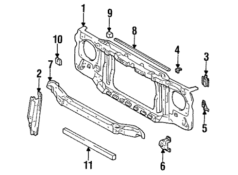 1995 Toyota T100 Radiator Support Upper Seal Diagram for 53292-34010