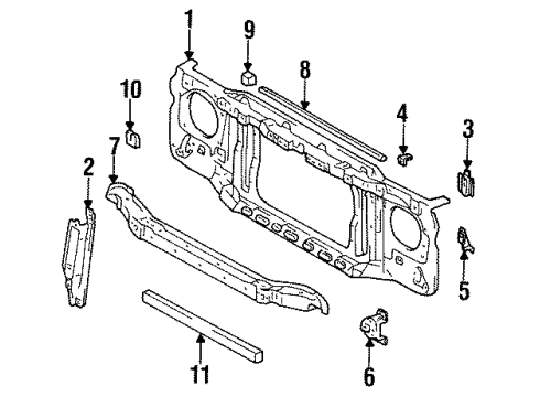 1995 Toyota T100 Radiator Support Mount Bracket Diagram for 53223-34010