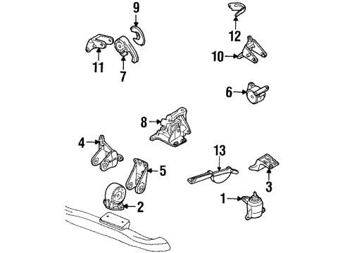 1996 Mercury Mystique Engine & Trans Mounting Mount Bracket Diagram for F5RZ6E042A