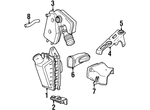 1996 Plymouth Grand Voyager Air Intake Air Cleaner Fresh Air Duct Assembly Diagram for 4612961