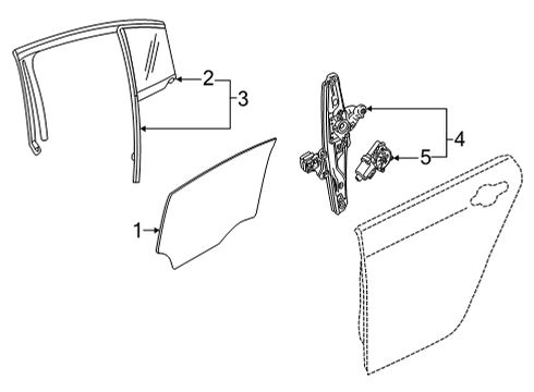 2022 Cadillac CT5 Front Door Glass & Hardware Door Glass Diagram for 23377174