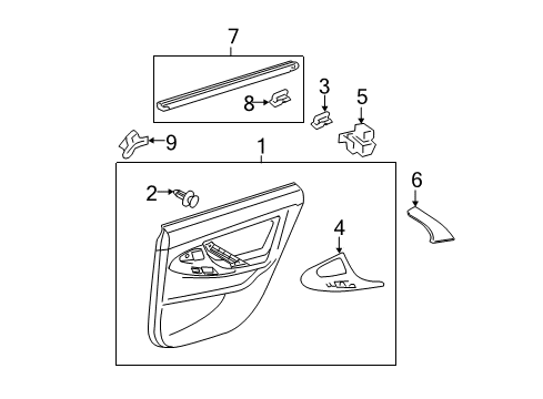 2010 Toyota Camry Front Door Handle Cover Diagram for 74646-06020