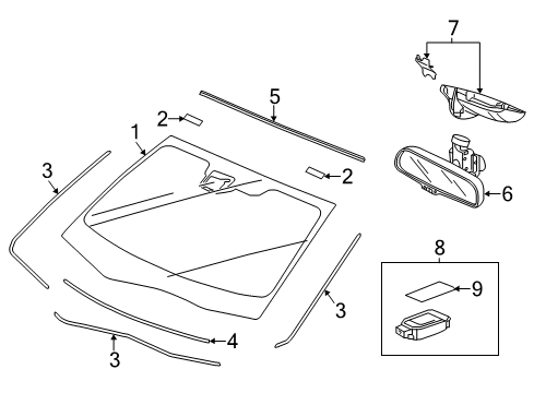 2019 Acura RLX Wiper & Washer Components Set, Sensor Cover Diagram for 76414-TY2-A41