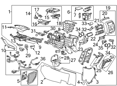 2012 Cadillac SRX Center Console Applique Diagram for 20825492