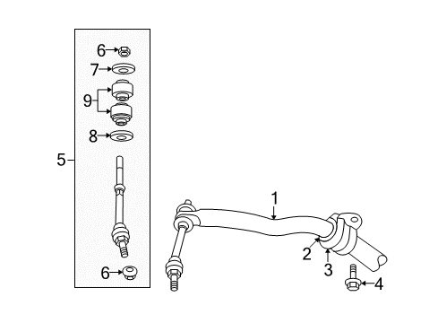 2008 Dodge Ram 1500 Stabilizer Bar & Components - Front Nut-HEXAGON FLANGE Lock Diagram for 6508762AA