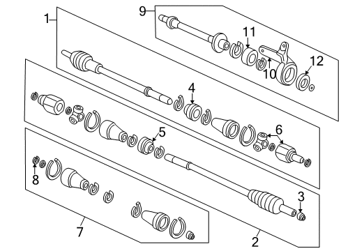 1998 Honda CR-V Drive Axles - Front Shaft Assembly, Half Diagram for 44500-SR3-J81