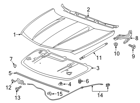 2019 Cadillac XT4 Hood & Components Release Cable Diagram for 84163909