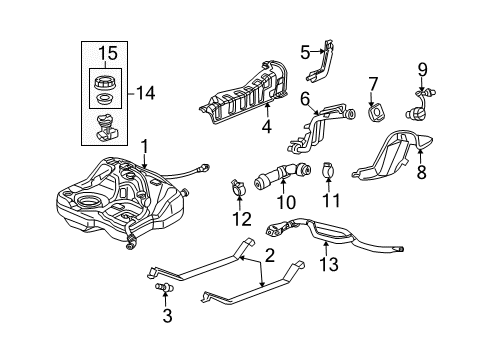 2006 Acura RSX Fuel Supply Band, Driver Side Fuel Tank Mounting Diagram for 17522-S6M-A00