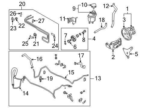 2005 Infiniti Q45 Belts & Pulleys Power Steering Return Hose Diagram for 49725-AR100