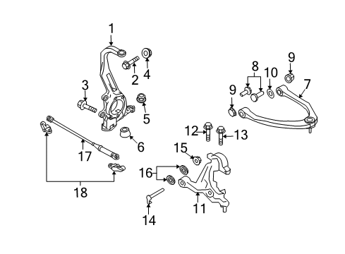 2014 Nissan 370Z Front Suspension Components, Lower Control Arm, Upper Control Arm, Stabilizer Bar Bolt Diagram for 54459-JK05D