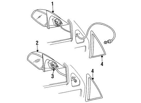 1995 Pontiac Grand Am Mirrors Mirror Asm, Outside Rear View (Paint To Match) Diagram for 12335391