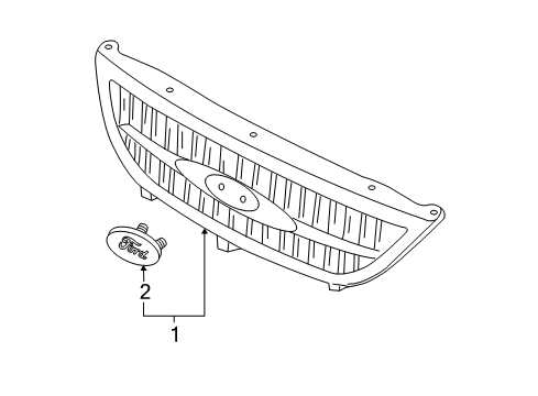2007 Ford Freestar Grille & Components Grille Assembly Diagram for 3F2Z-8200-AA