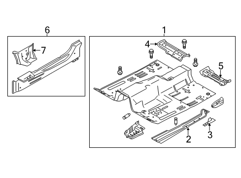 2018 Ford Mustang Floor Rear Crossmember Diagram for FR3Z-63109A68-A