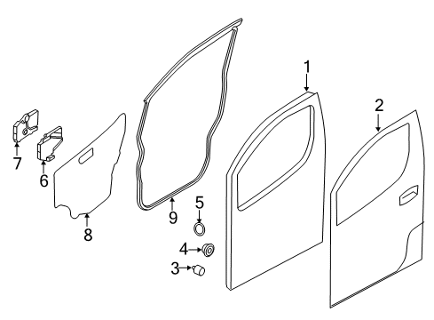 2016 Chevrolet City Express Front Door Window Regulator Diagram for 19316873