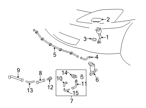 2010 Lexus IS350 Washer Components Hose, Head Lamp Diagram for 85291-53080