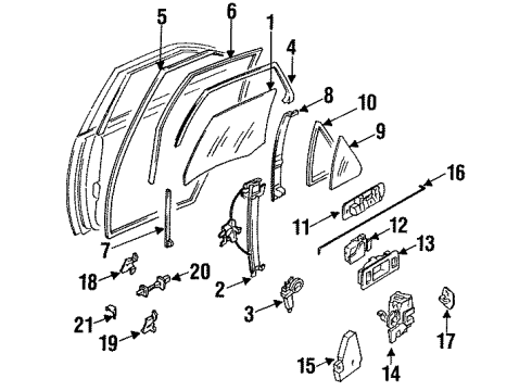 1995 Infiniti G20 Rear Door - Glass & Hardware Part Not Available Diagram for 80730-50J20