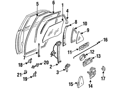 1995 Infiniti G20 Rear Door - Glass & Hardware Shim-Striker, Door Lock Diagram for 80575-50Y00