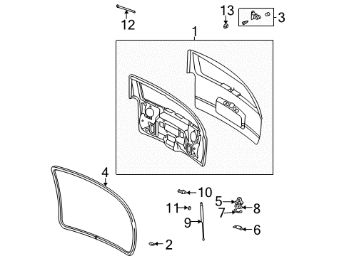 2002 GMC Envoy Gate & Hardware Lift Gate Diagram for 89023979