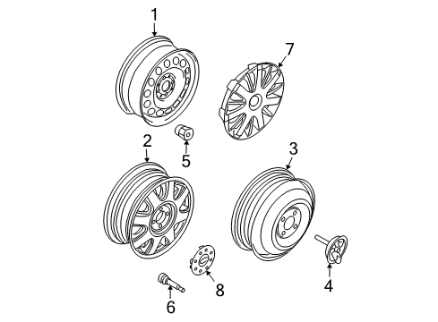 2004 Chevrolet Aveo Wheels, Covers & Trim Wheel Rim, 14X5.5 Diagram for 96534926