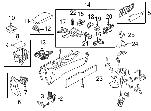 2015 Kia Optima Center Console Front Console Cup Holder Assembly Diagram for 846254CAB0VA